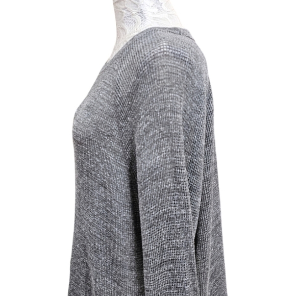 Eileen Fisher Gray Thermal Open Knit Crew Neck Long Sleeve Shirt Size Small - Picture 9 of 11